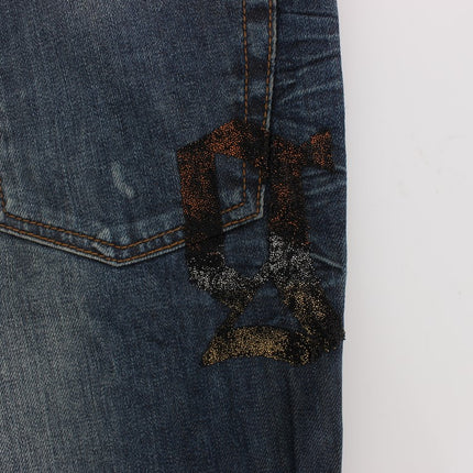 John Galliano Blue Wash Cotton Blend Slim Fit Jeans