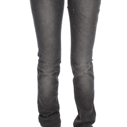 John Galliano Gray Wash Cotton Blend Slim Fit Stretch Jeans