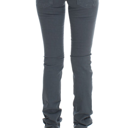 John Galliano Blue Cotton Blend Slim Fit High Waist Jeans