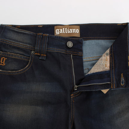 John Galliano Blue Wash Cotton Blend Boyfriend Fit Jeans