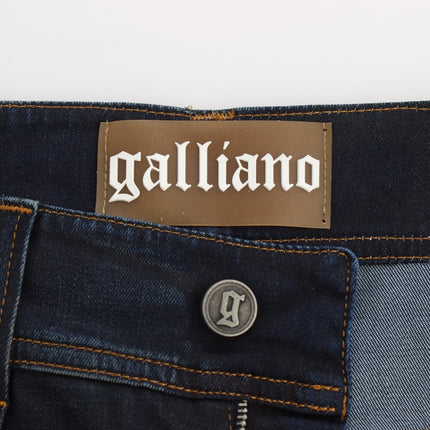 John Galliano Blue Wash Cotton Blend Boyfriend Fit Jeans