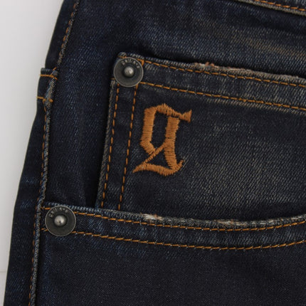John Galliano Blue Wash Cotton Blend Boyfriend Fit Jeans