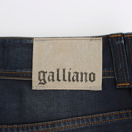 John Galliano Blue Wash Cotton Blend Boyfriend Fit Jeans