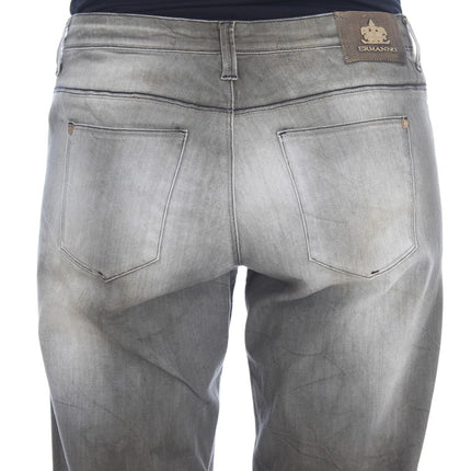 Ermanno Scervino Gray Cotton Blend Loose Fit Boyfriend Jeans