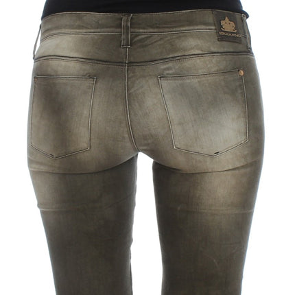 Ermanno Scervino Gray Wash Cotton Blend Slim Fit Jeans