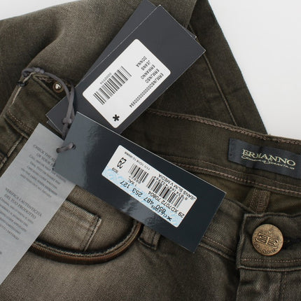 Ermanno Scervino Gray Wash Cotton Blend Slim Fit Jeans