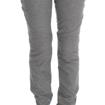 Ermanno Scervino Gray Cotton Slim Fit Casual Bootcut Pants