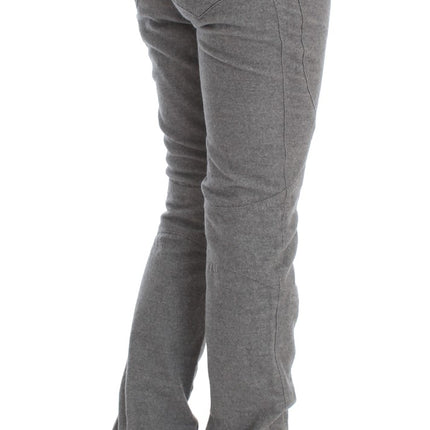 Ermanno Scervino Gray Cotton Slim Fit Casual Bootcut Pants