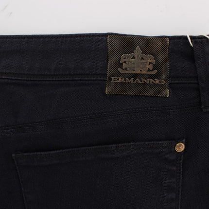 Ermanno Scervino Blue Cotton Blend Casual Fit Pants