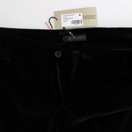Ermanno Scervino Black Velvet Cotton Straight Legs Pants
