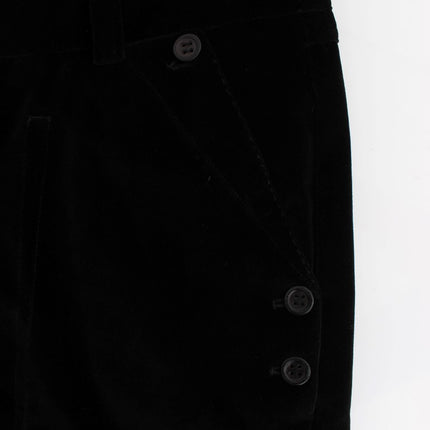 Ermanno Scervino Black Velvet Cotton Straight Legs Pants