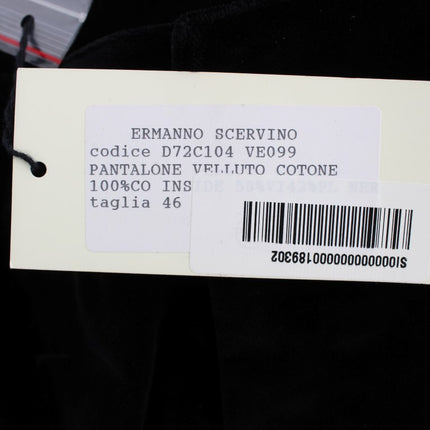 Ermanno Scervino Black Velvet Cotton Straight Legs Pants