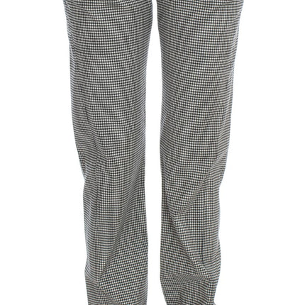 Ermanno Scervino Black White Checkered Cotton Casual Pants