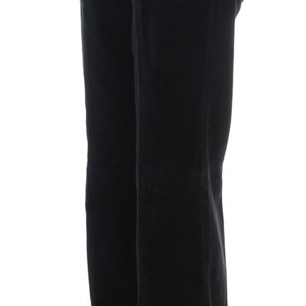 Ermanno Scervino Black Velvet Cotton Straight Legs Pants