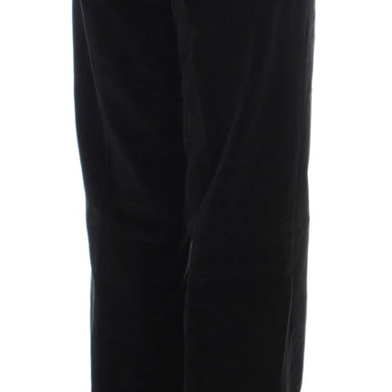 Ermanno Scervino Black Velvet Cotton Straight Legs Pants