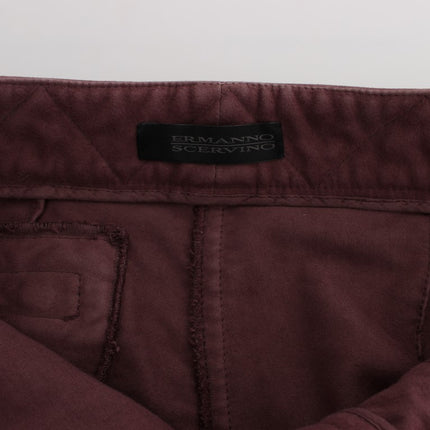 Ermanno Scervino Bordeaux Cotton Cropped Cargo Pants