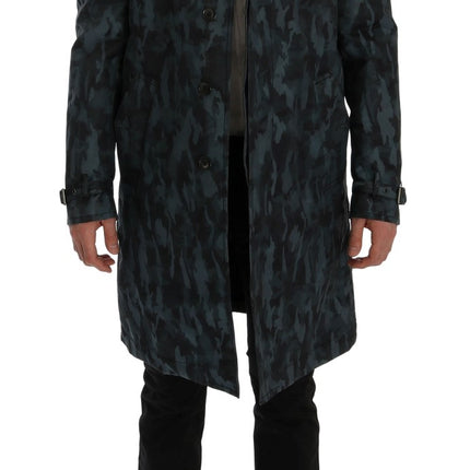 Dolce & Gabbana Blue Camouflage Trench Trench