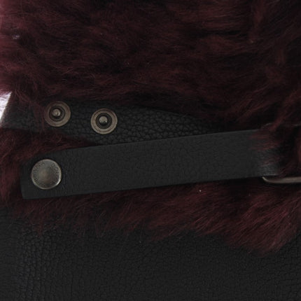 Dolce & Gabbana Black Leather Bordeaux Shearling Gloves