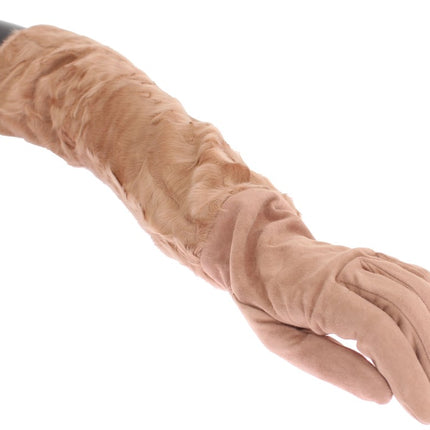 Dolce & Gabbana Beige Suede Xiangao Fur Elbow Gloves
