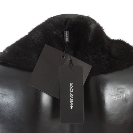 Dolce & Gabbana Black Mink Fur Shoulder Collar Scarf