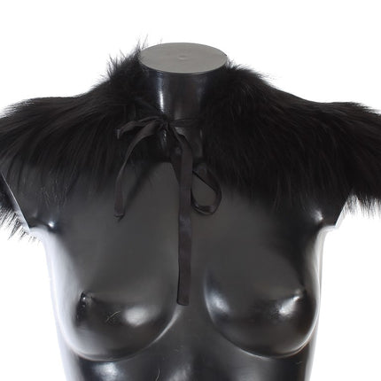 Dolce & Gabbana Black Fox Fur Collar Scarf