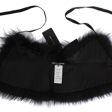 Dolce & Gabbana Black Fox Fur Collar Scarf