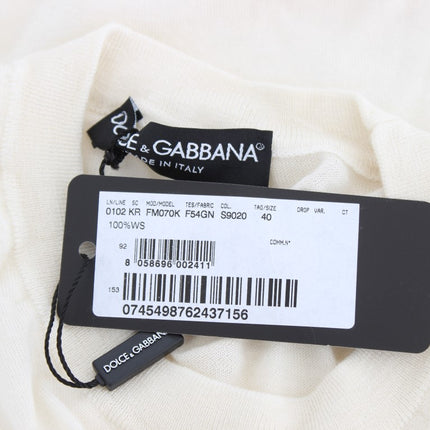 Dolce & Gabbana White 100% Cashmere Sweater
