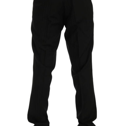 Dolce & Gabbana Black Striped Wool Stretch Pants