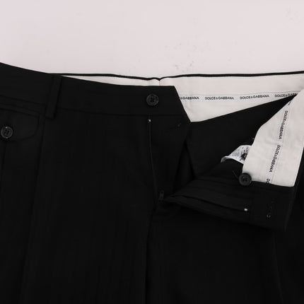 Dolce & Gabbana Black Striped Wool Stretch Pants