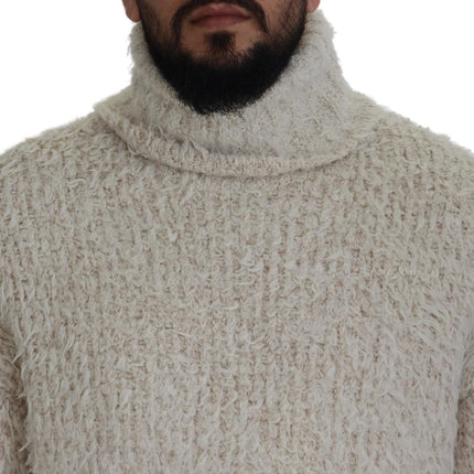 Dolce & Gabbana Cream Wool Knit Turtleneck Pullover Sweater