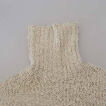 Dolce & Gabbana Cream Wool Knit Turtleneck Pullover Sweater
