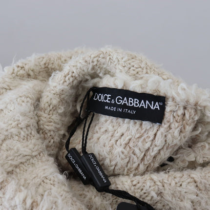 Dolce & Gabbana Cream Wool Knit Turtleneck Pullover Sweater