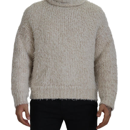 Dolce & Gabbana Cream Wool Knit Turtleneck Pullover Sweater
