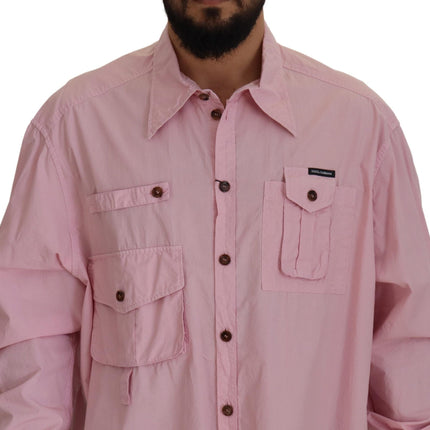 Dolce & Gabbana Pink Casual Button Down Long Sleeves Shirt