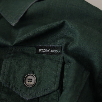 Dolce & Gabbana Dark Green Button Down Long Sleeves Shirt