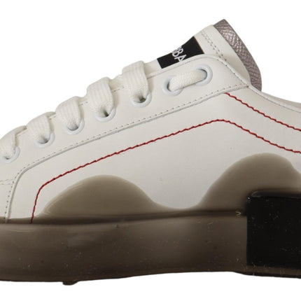 Dolce & Gabbana White Leather Shoes Womens Logo Portofino Sneakers