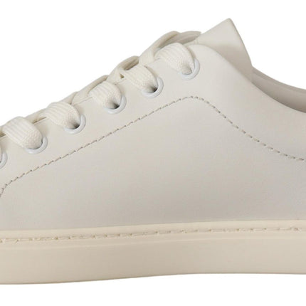 Dolce & Gabbana White Pink Leather Low Top Sneakers Womens Shoes