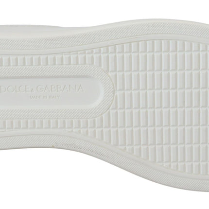 Dolce & Gabbana White Pink Leather Low Top Sneakers Shoes