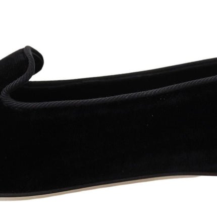Dolce & Gabbana Black Velvet Slip Ons Loafers Flats Shoes