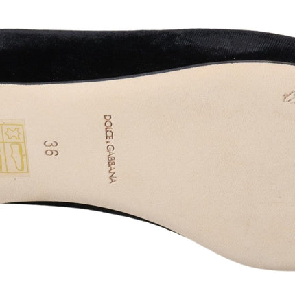 Dolce & Gabbana Black Velvet Slip Ons Loafers Flats Shoes