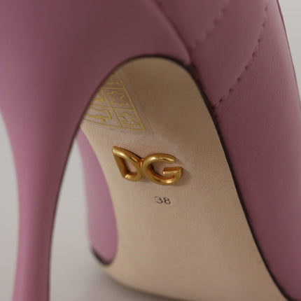 Dolce & Gabbana Pink Leather Heart DEVOTION Heels Pumps Shoes