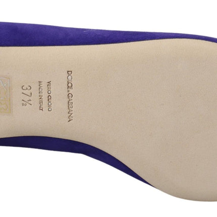 Dolce & Gabbana Purple Suede Crystals Loafers Flats Shoes