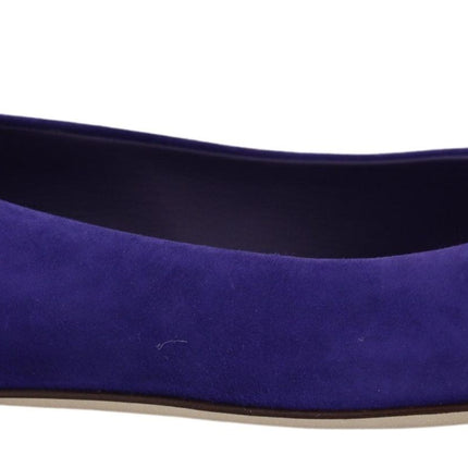 Dolce & Gabbana Purple Suede Crystals Loafers Flats Shoes