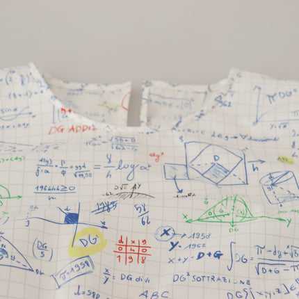 Dolce & Gabbana White Cotton Algebra Print Short Sleeves Top