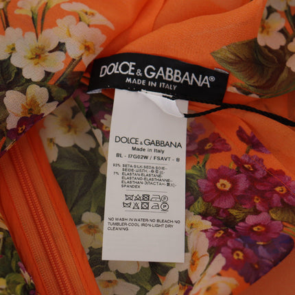 Dolce & Gabbana Orange Floral Print Long Sleeve Blouse