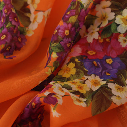 Dolce & Gabbana Orange Floral Print Long Sleeve Blouse