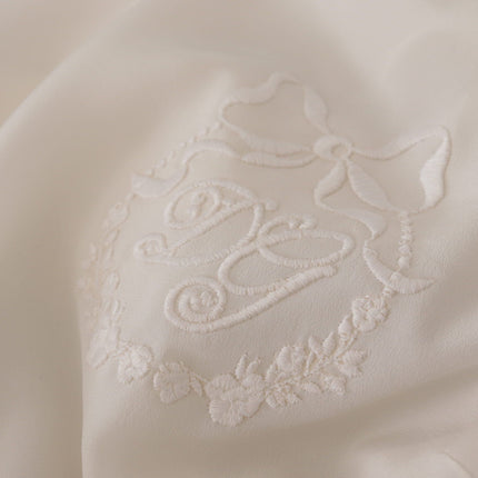 Dolce & Gabbana White Silk DG Logo Embroidered Long Sleeves Blouse