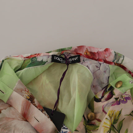 Dolce & Gabbana Multicolor  Floral Patchwork Design Ascot Collar Top Blouse