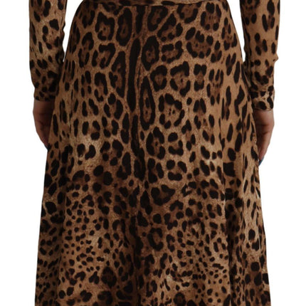 Dolce & Gabbana Brown Leopard Wrap A-line Maxi Viscose Dress