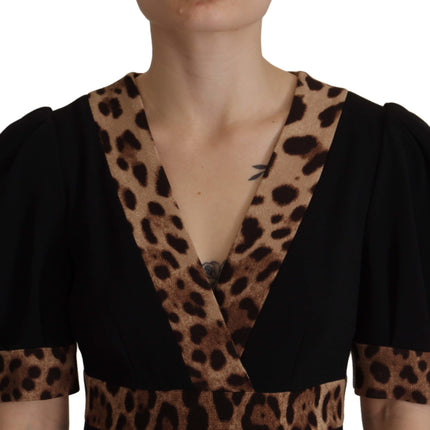 Dolce & Gabbana Black Leopard A-line Knee Length Dress